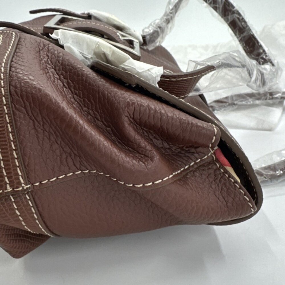 Maxx New York Handbag Brown Leather Lizard Embossed Shoulder Dust Bag Buckle NEW - Picture 10 of 15